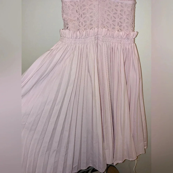 Self Portrait Broderie Anglaise And Pleated Panel Midi Lilac Dress Size 0 - Picture 9 of 12